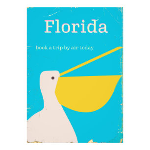 Impression Photo Affiche de voyage Pélican de Floride vintage
