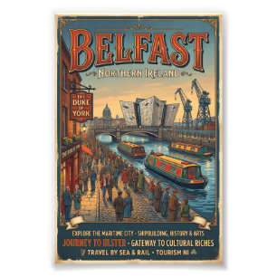 Impression Photo Affiche de voyage rétro Belfast Irlande du Nord