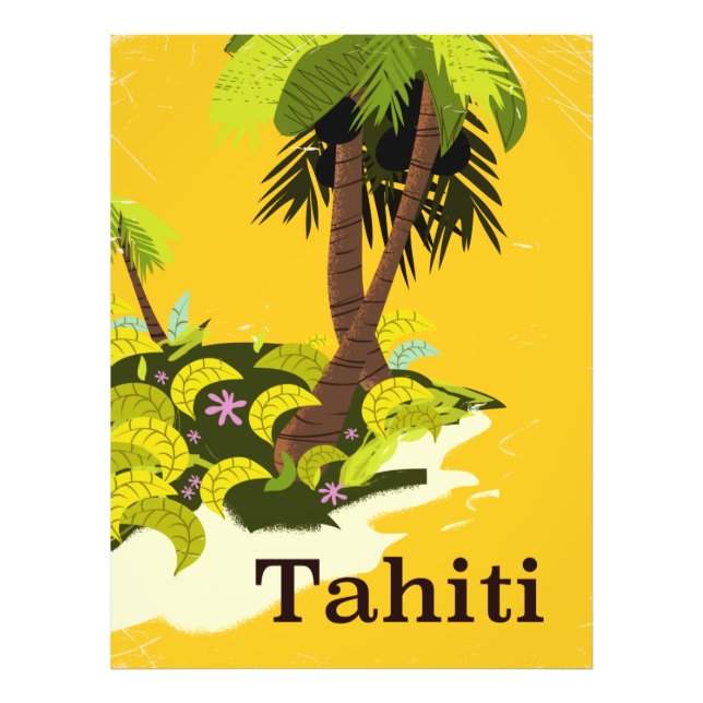 Impression Photo Affiche de voyage rétro Tahiti (Devant)
