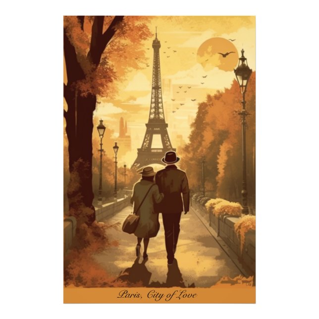 Impression Photo Affiche de voyage, Romance in Paris personnalisabl (Devant)
