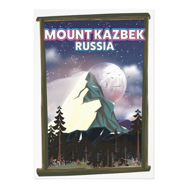Impression Photo Affiche de voyage russe du Mont Kazbek. (Devant)