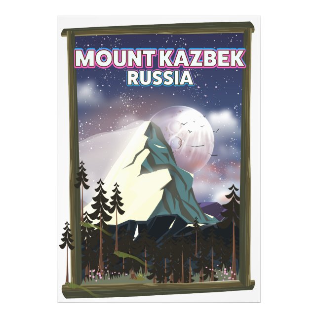 Impression Photo Affiche de voyage russe du Mont Kazbek. (Devant)