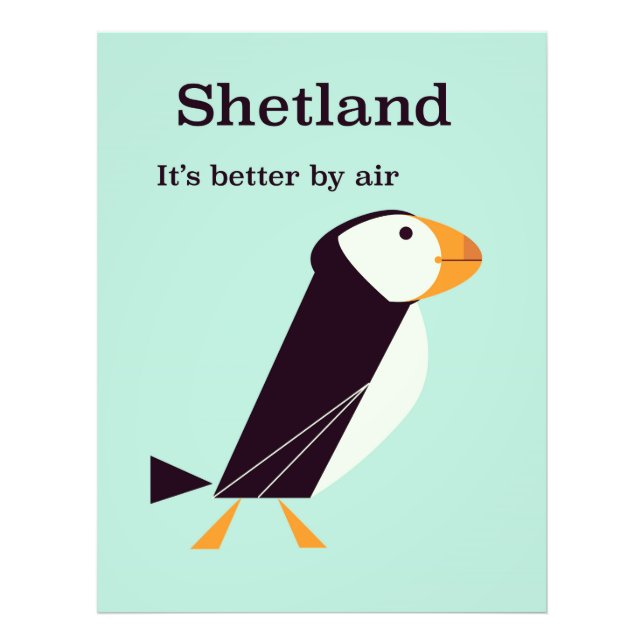 Impression Photo Affiche de voyage Shetland Puffin Vintage (Devant)