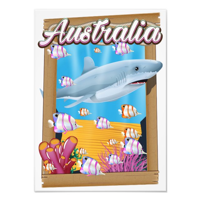 Impression Photo Affiche de voyage sous-marine de requin en Austral (Devant)