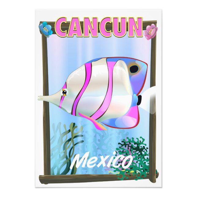 Impression Photo Affiche de voyage tropical mexicain à Cancun (Devant)