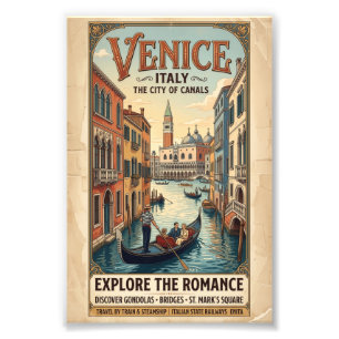 Impression Photo Affiche de voyage Venise Italie vintage
