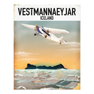 Impression Photo Affiche de voyage Vestmannaeyjar Islande.