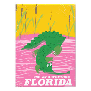 Impression Photo Affiche de voyage vintage Alligator de Floride