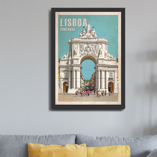 Impression Photo Affiche de voyage vintage. Arc de rue de Lisbonne,