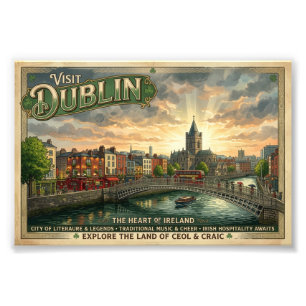 Impression Photo Affiche de voyage vintage de Dublin