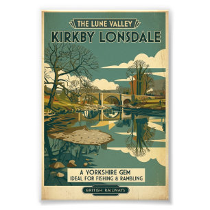 Impression Photo Affiche de voyage vintage de Kirkby Lonsdale Lune