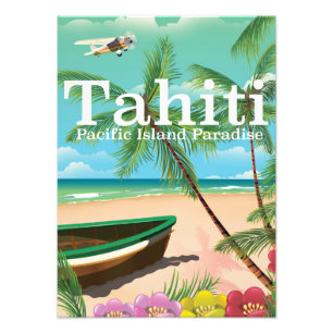 Impression Photo Affiche de voyage vintage de la plage de Tahiti