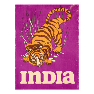 Impression Photo Affiche de voyage vintage du tigre de l'Inde