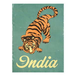 Impression Photo Affiche de voyage vintage du tigre de l'Inde