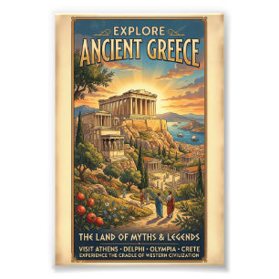 Impression Photo Affiche de voyage vintage Grèce antique Explorer