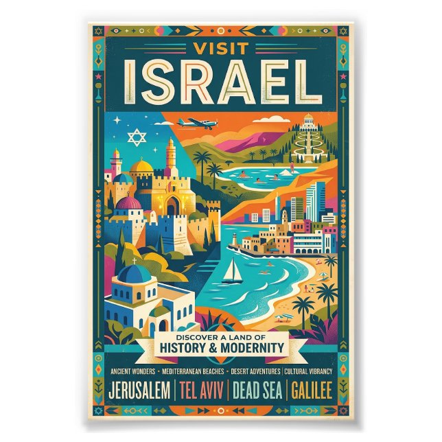 Impression Photo Affiche de voyage vintage Israël  (Devant)