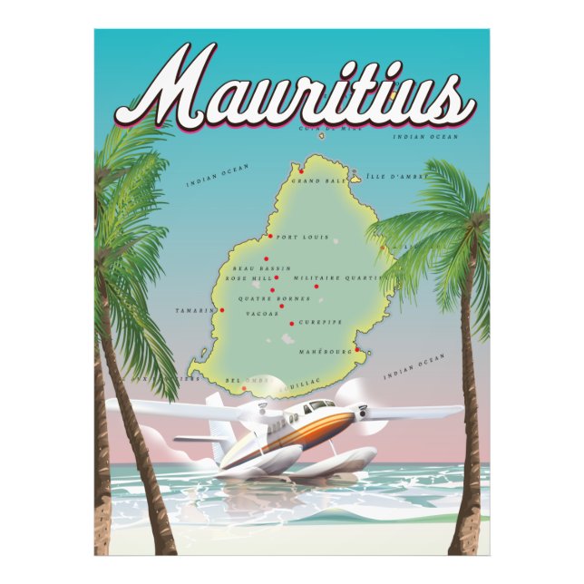 Impression Photo Affiche de voyage vintage mauricienne (Devant)