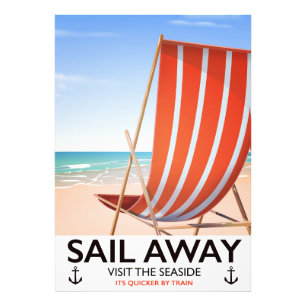 Impression Photo Affiche de voyage vintage "Partir en mer"