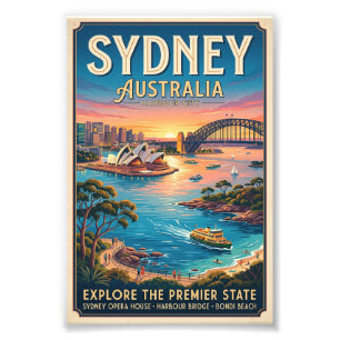 Impression Photo Affiche de voyage vintage Sydney Australie