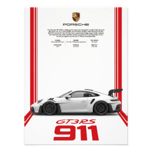 Impression Photo Affiche des caractéristiques de la Porsche 911 GT3