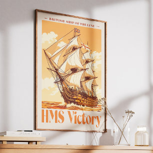 Impression Photo Affiche du HMS Victory Navire de ligne emblématiqu
