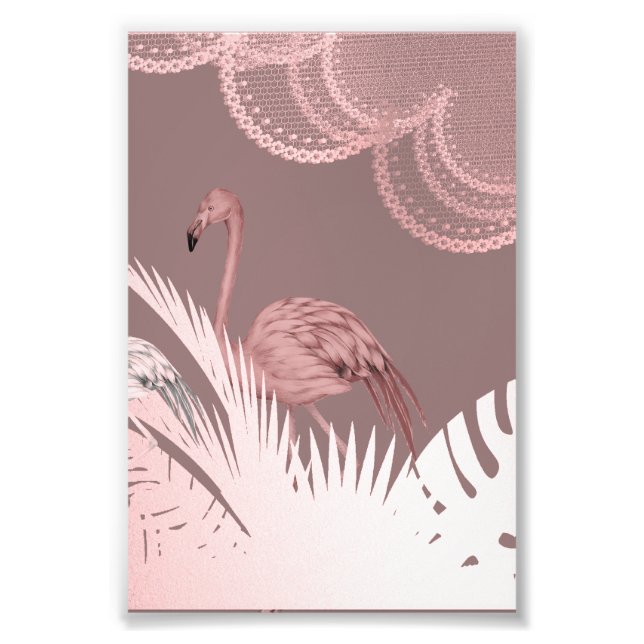Impression Photo Affiche fantastique de flamant rose dans une forêt (Devant)