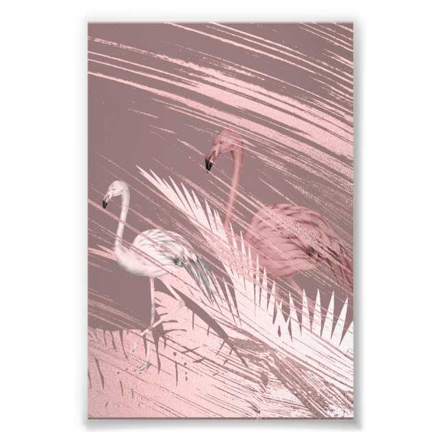 Impression Photo Affiche fantastique de flamant rose dans une forêt (Devant)