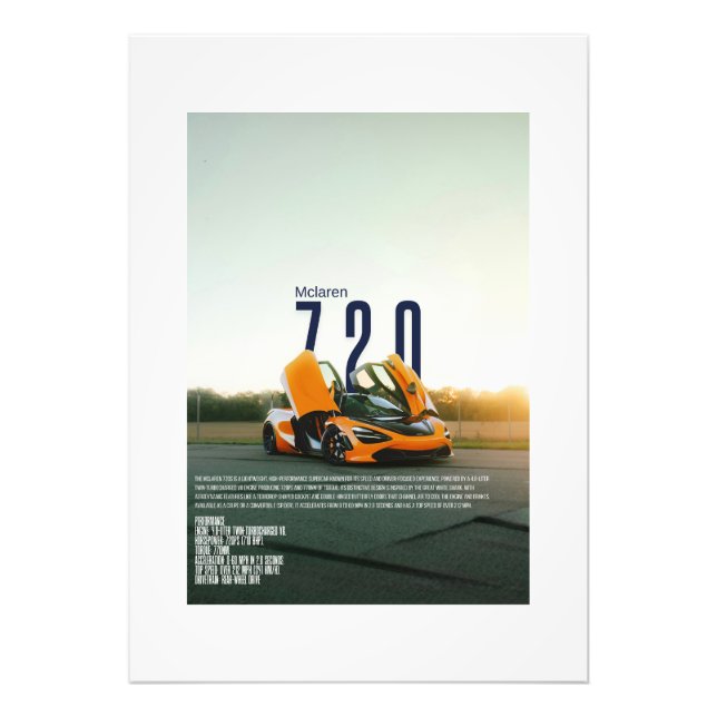 Impression Photo Affiche Mclaren 720s (Devant)