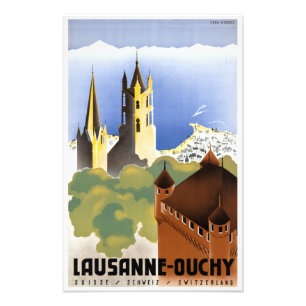 Impression Photo Affiche touristique Vintage Lausanne-Ouchy Suisse