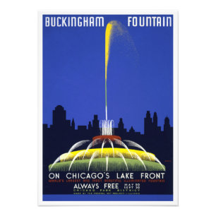 Impression Photo Affiche vintage 1939, fontaine Buckingham de Chica