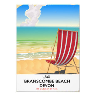 Impression Photo Affiche vintage de la plage de Branscombe Devon