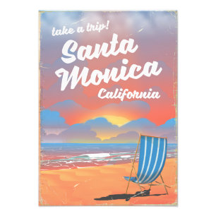 Impression Photo Affiche vintage de plage de Santa Monica Californi
