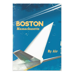 Impression Photo Affiche vintage de vol pour Boston Massachusetts