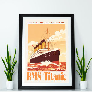 Impression Photo Affiche vintage RMS Titanic. Art rétro de paquebot