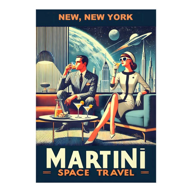 Impression Photo Affiches de voyage dans l'espace Martini, New York (Devant)