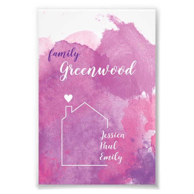 Impression Photo Affiches familiales avec noms de naissance, entrée (Devant)