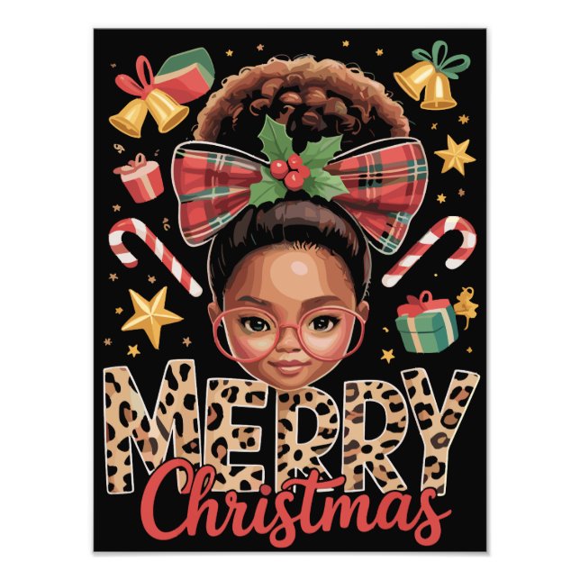 Impression Photo African American Christmas Messy Bun Black Mom  (Devant)