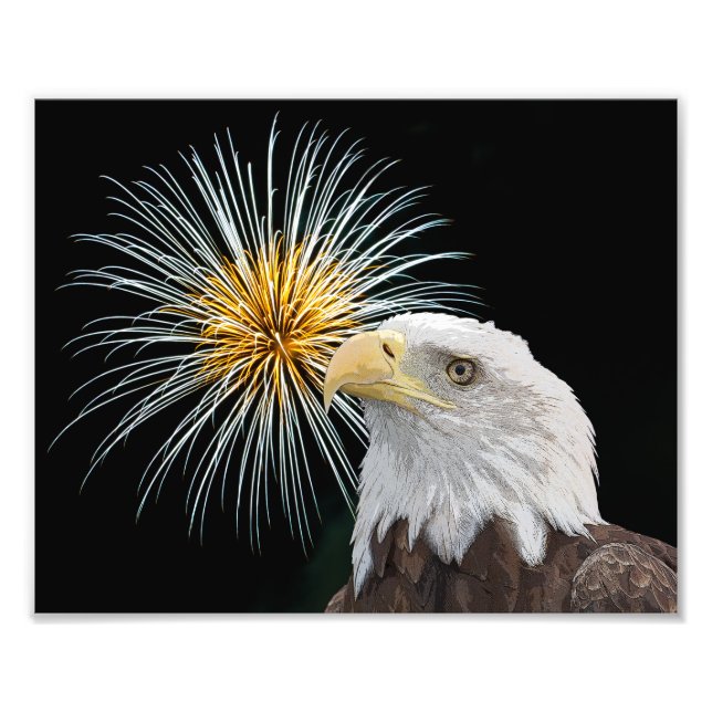 Impression Photo Aigle et feux d'artifice (Devant)