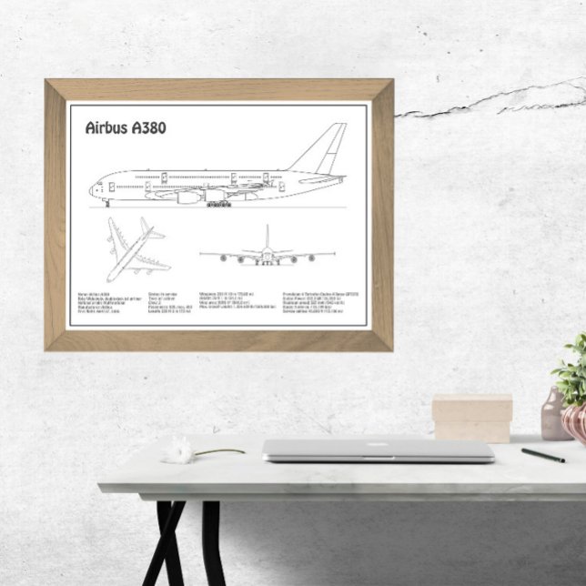 Impression Photo Airbus a380 - Plan de dessin du plan d'avion BD (Créateur téléchargé)