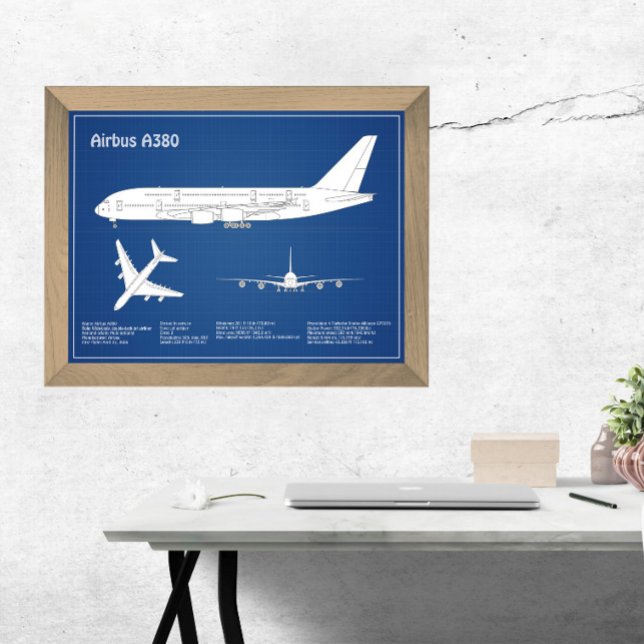 Impression Photo Airbus a380 - Plans de dessin de plan d'avion ABD (Créateur téléchargé)