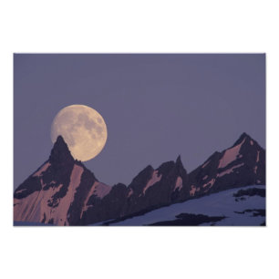 Impression Photo Alaska, montagnes Chugach La pleine lune se lève