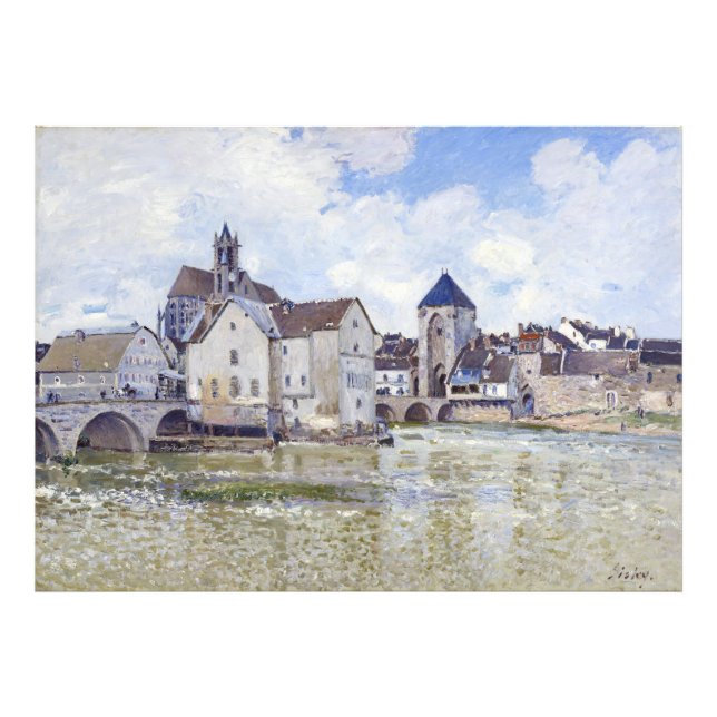 Impression Photo Alfred Sisley Bâtiments et ponts avec l'eau (Devant)