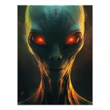 Alien aux Yeux Rouges Brillants