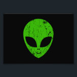 Impression Photo alien vert tête pour science-fiction extraterrestr<br><div class="desc">alien tête verte de science-fiction visage sourire extraterrestre grunge</div>