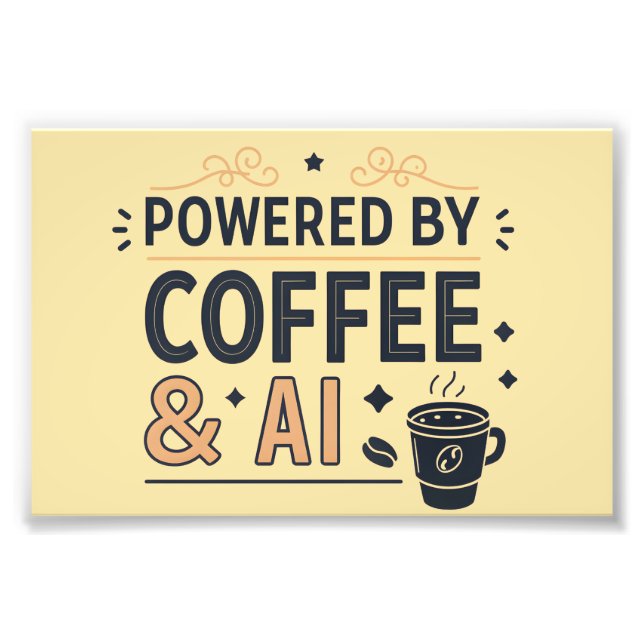 Impression Photo Alimenté par le Café & l'IA Retro Tech Vector (Devant)