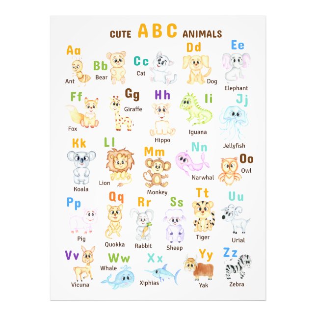 Impression Photo Alphabet Animal ABC Mets animaux (Devant)
