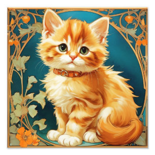Impression Photo Alphonse Mucha Art Nouveau Chat