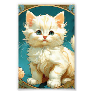 Impression Photo Alphonse Mucha Art Nouveau Chat Blanc