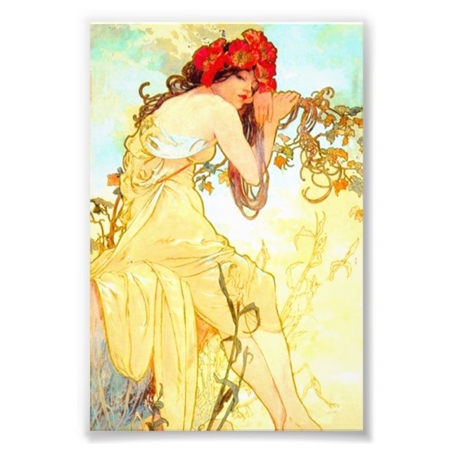 Impression Photo Alphonse Mucha Art Nouveau Été (Devant)