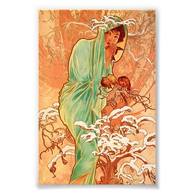 Impression Photo Alphonse Mucha Art Nouveau Hiver (Devant)